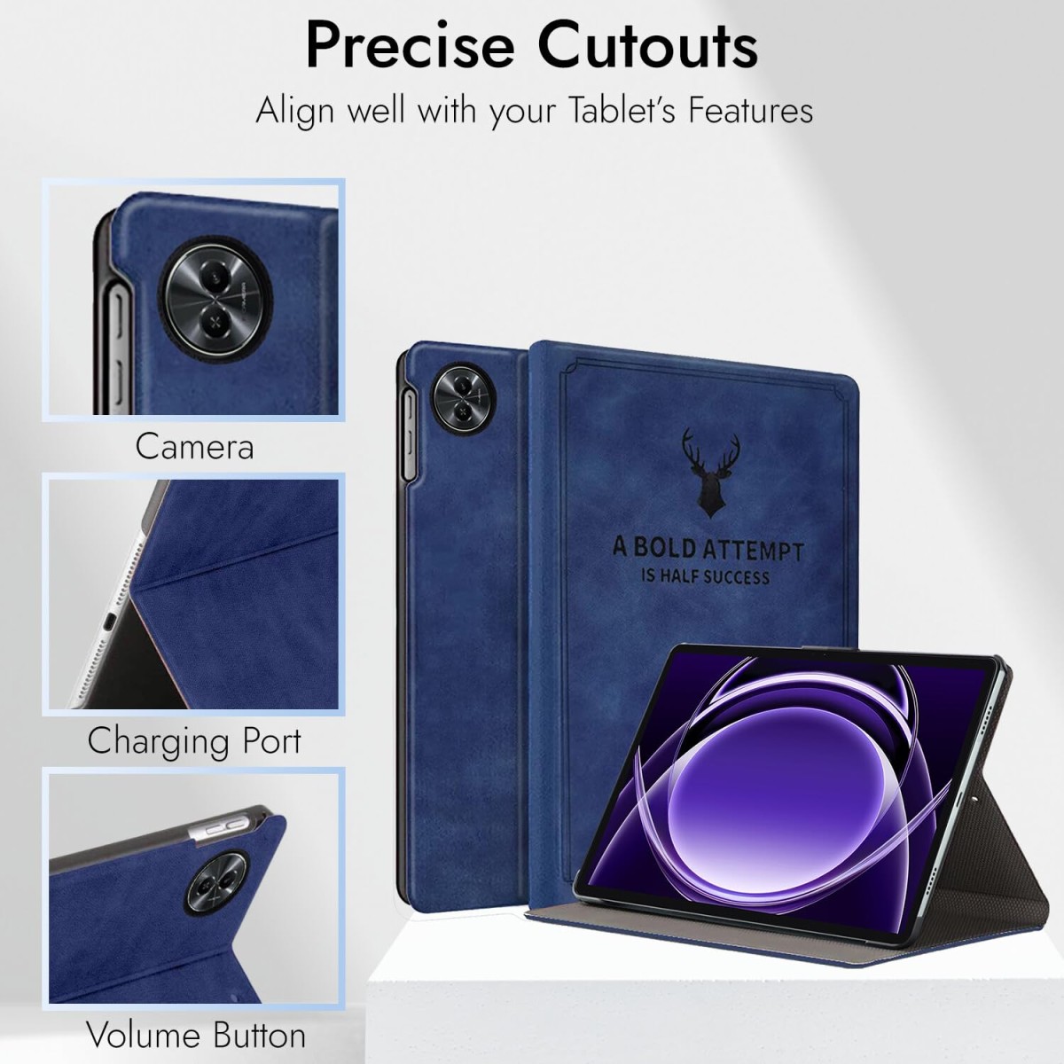 Robustrion Cover for Realme Pad 2 Lite 11 inch Cover Case, Deer Flip Cover for Realme Pad 2 Lite 11 inch Tablet- Black