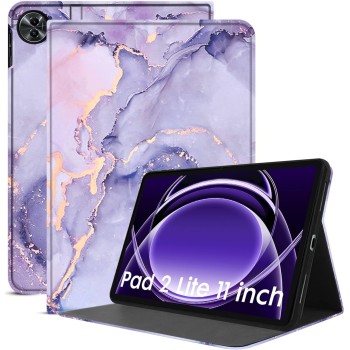 Robustrion Cover for Realme Pad 2 Lite 11 inch Cover Case, Folio Flip Cover for Realme Pad 2 Lite 11 inch Tablet- Marble Lilac