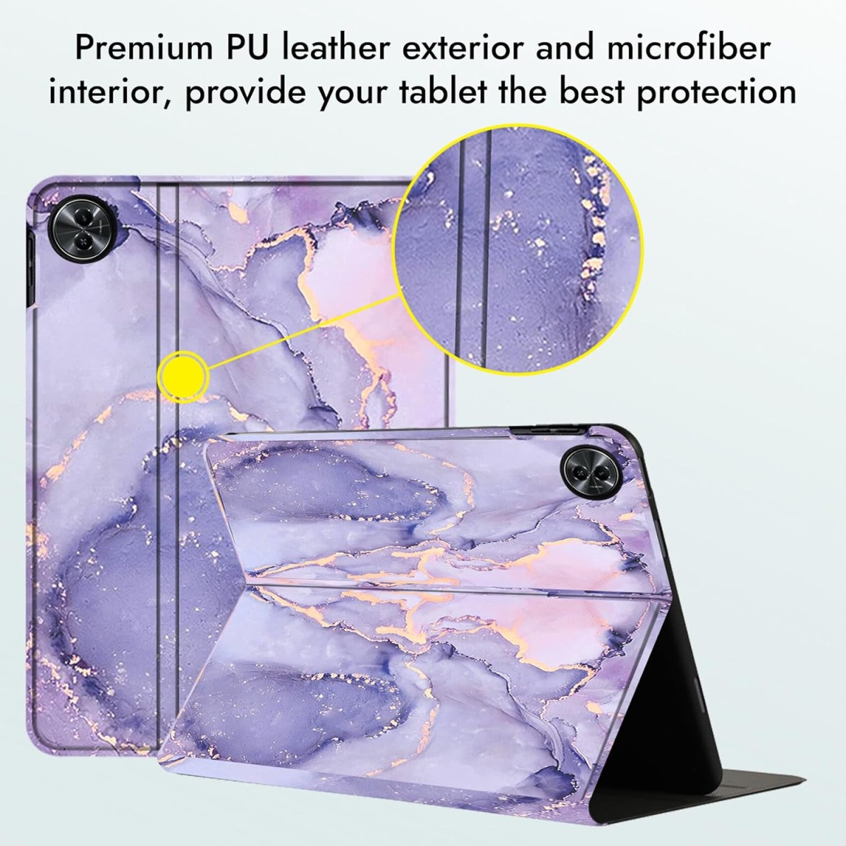 Robustrion Cover for Realme Pad 2 Lite 11 inch Cover Case, Folio Flip Cover for Realme Pad 2 Lite 11 inch Tablet- Marble Lilac