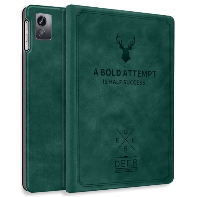 Robustrion Cover for Realme Pad X 11 inch Tablet Case Deer Pattern Flip Stand Cover - Dark Green