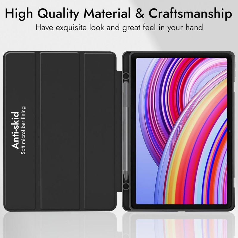 Robustrion Cover for Redmi Pad Pro 12.1 Cover Case, Flip Cover with Pencil Holder for Redmi Pad Pro 5G Tablet 12.1 inch [ Auto Sleep Wake Support] - Black