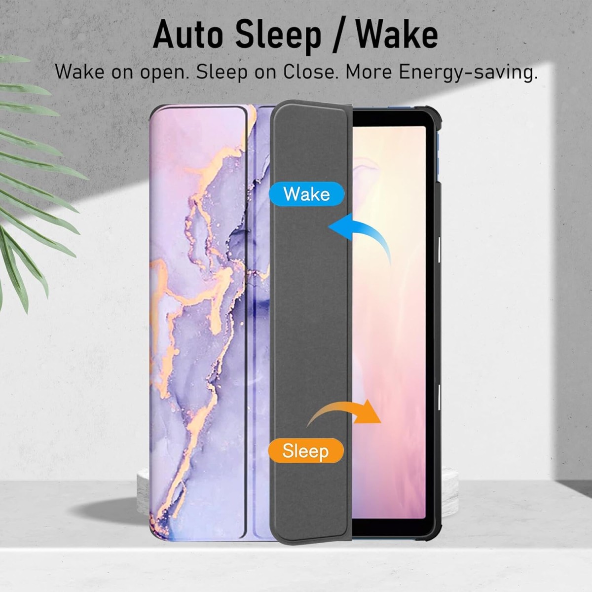 Robustrion Cover for Redmi Pad SE 4G 8.7 inch Cover Case, Trifold Flip Stand Cover Case for Redmi Pad SE 8.7 inch Tablet [Auto Sleep/Wake Support] - Marble Lilac