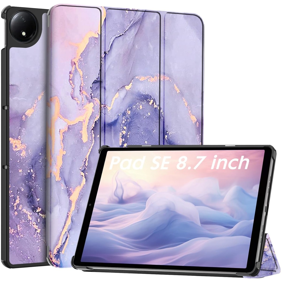 Robustrion Cover for Redmi Pad SE 4G 8.7 inch Cover Case, Trifold Flip Stand Cover Case for Redmi Pad SE 8.7 inch Tablet [Auto Sleep/Wake Support] - Marble Lilac