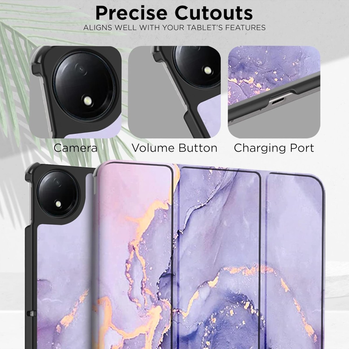 Robustrion Cover for Redmi Pad SE 4G 8.7 inch Cover Case, Trifold Flip Stand Cover Case for Redmi Pad SE 8.7 inch Tablet [Auto Sleep/Wake Support] - Marble Lilac