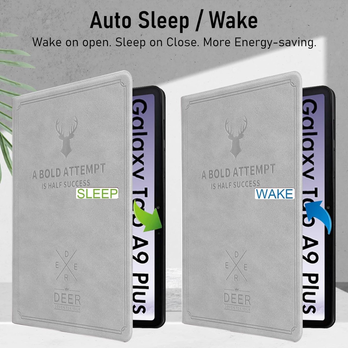 Robustrion Cover for Samsung Galaxy Tab A9+ Cover Case 11 inch, Deer Flip Cover Case for Samsung Tab A9 Plus Tablet Cover/Galaxy Tab A9+ Cover [SM-X210/X216B] - Blue