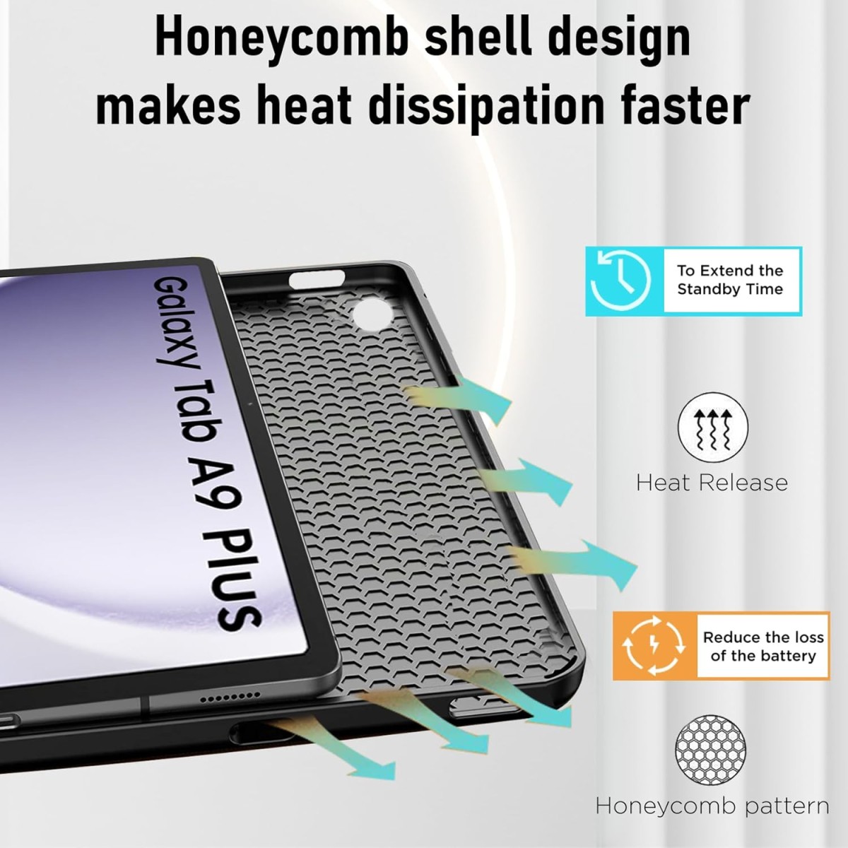 Robustrion Cover for Samsung Galaxy Tab A9+ Cover Case 11 inch, Deer Flip Cover Case for Samsung Tab A9 Plus Tablet Cover/Galaxy Tab A9+ Cover [SM-X210/X216B] - Blue