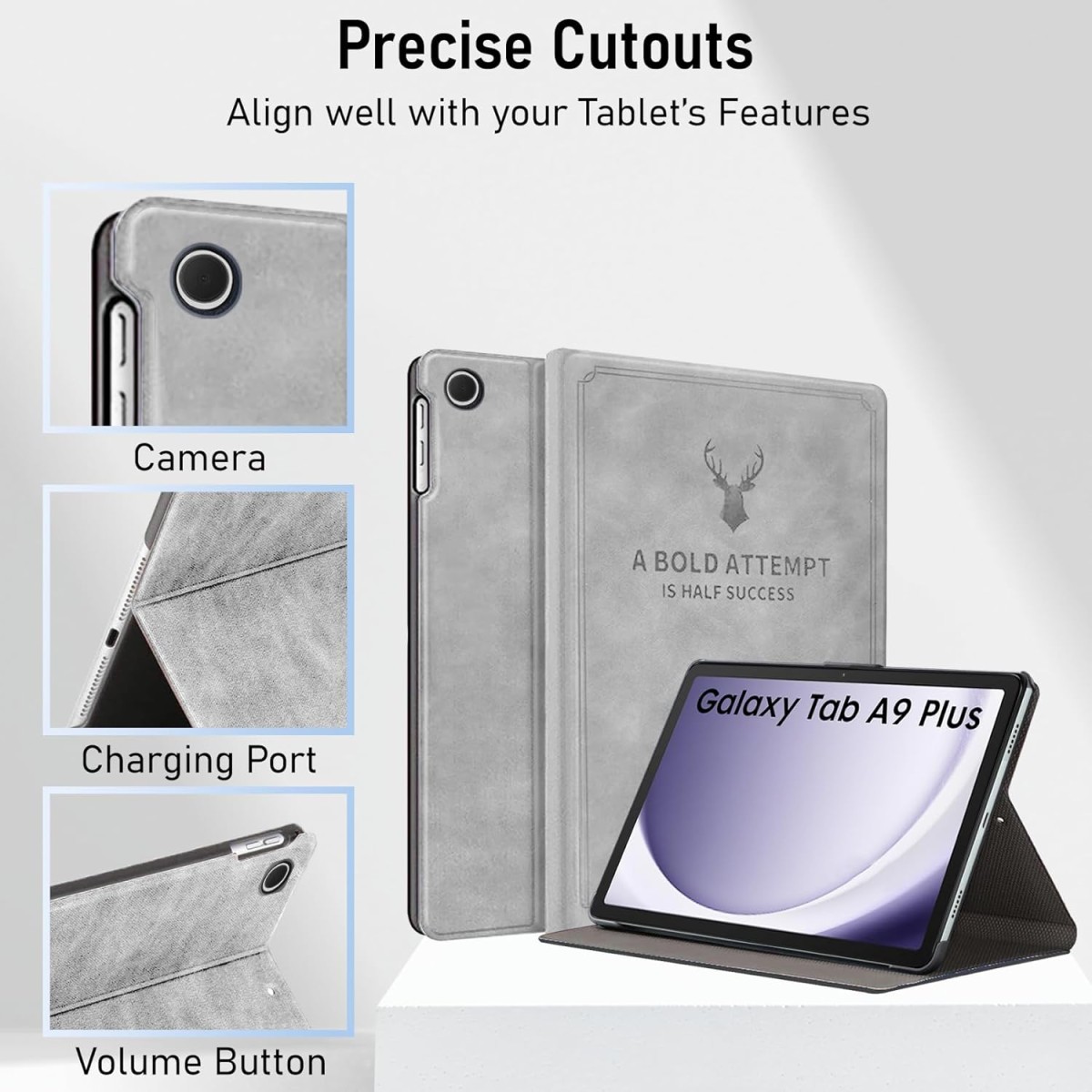 Robustrion Cover for Samsung Galaxy Tab A9+ Cover Case 11 inch, Deer Flip Cover Case for Samsung Tab A9 Plus Tablet Cover/Galaxy Tab A9+ Cover [SM-X210/X216B] - Blue