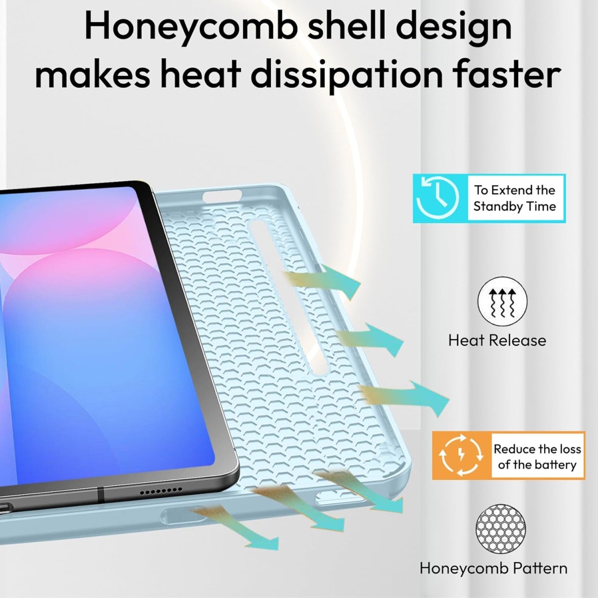 Robustrion Cover for Samsung Galaxy Tab S10 Lite 10.9" / Tab S9 FE/Tab S10 FE/Tab S9 11" with [S Pen Holder], Flip Case for Samsung Tab S10 Lite /S10/S9 FE Tablet Cover [Auto Sleep Wake] - Light Blue