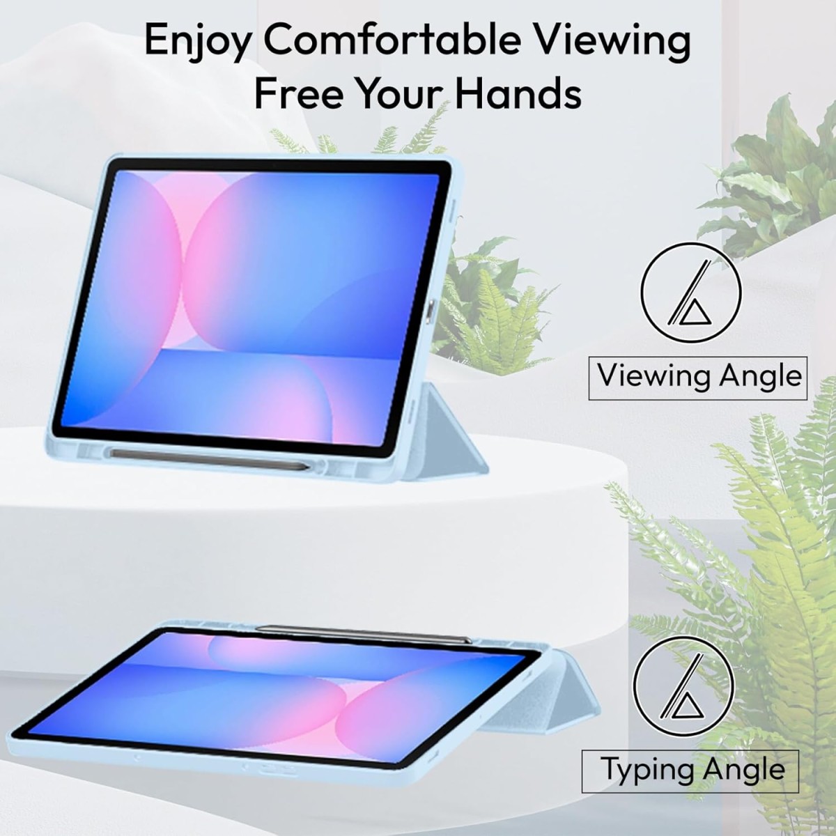 Robustrion Cover for Samsung Galaxy Tab S10 Lite 10.9" / Tab S9 FE/Tab S10 FE/Tab S9 11" with [S Pen Holder], Flip Case for Samsung Tab S10 Lite /S10/S9 FE Tablet Cover [Auto Sleep Wake] - Light Blue