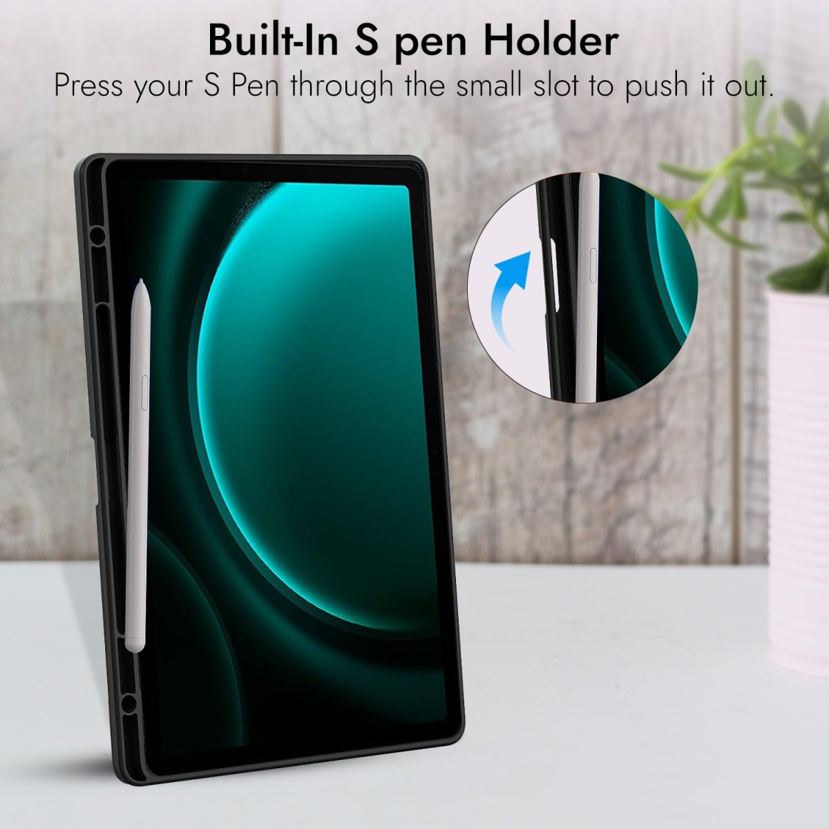 Robustrion Cover for Samsung Galaxy Tab S9 FE+ / Tab S10 Plus/Tab S9 Plus 12.4 inch Cover Case with [S Pen Holder] for Samsung Tab S9 FE Plus / S9+ / S10+ Tablet Cover [Auto Sleep/Wake] - Black