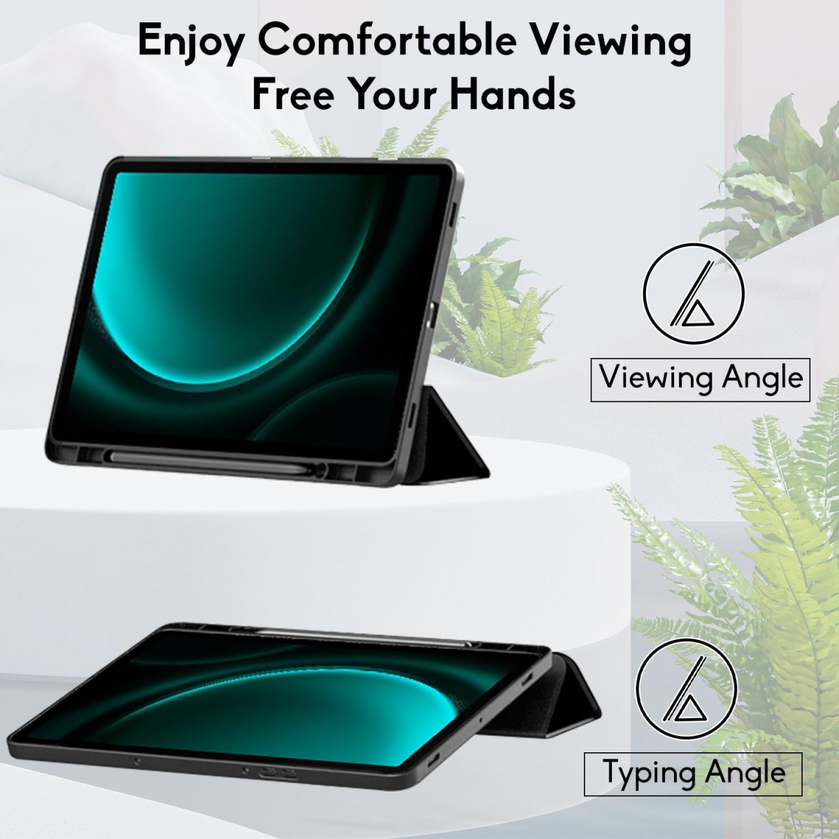 Robustrion Cover for Samsung Galaxy Tab S9 FE+ / Tab S10 Plus/Tab S9 Plus 12.4 inch Cover Case with [S Pen Holder] for Samsung Tab S9 FE Plus / S9+ / S10+ Tablet Cover [Auto Sleep/Wake] - Black