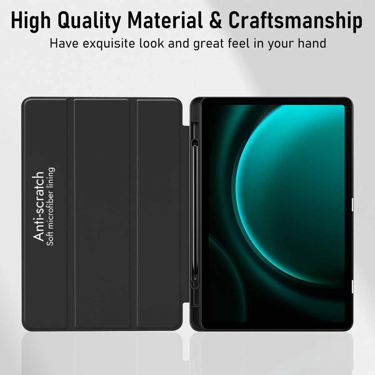 Robustrion Cover for Samsung Galaxy Tab S9 FE+ / Tab S10 Plus/Tab S9 Plus 12.4 inch Cover Case with [S Pen Holder] for Samsung Tab S9 FE Plus / S9+ / S10+ Tablet Cover [Auto Sleep/Wake] - Black