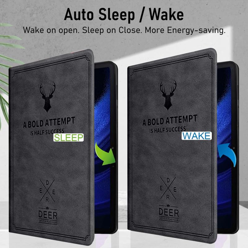 Robustrion Cover for Xiaomi Pad 6 11 inch Cover, Deer Pattern Flip Case Cover for Xiaomi Mi Pad 6 11 inch, Support Auto Sleep Wake - Black