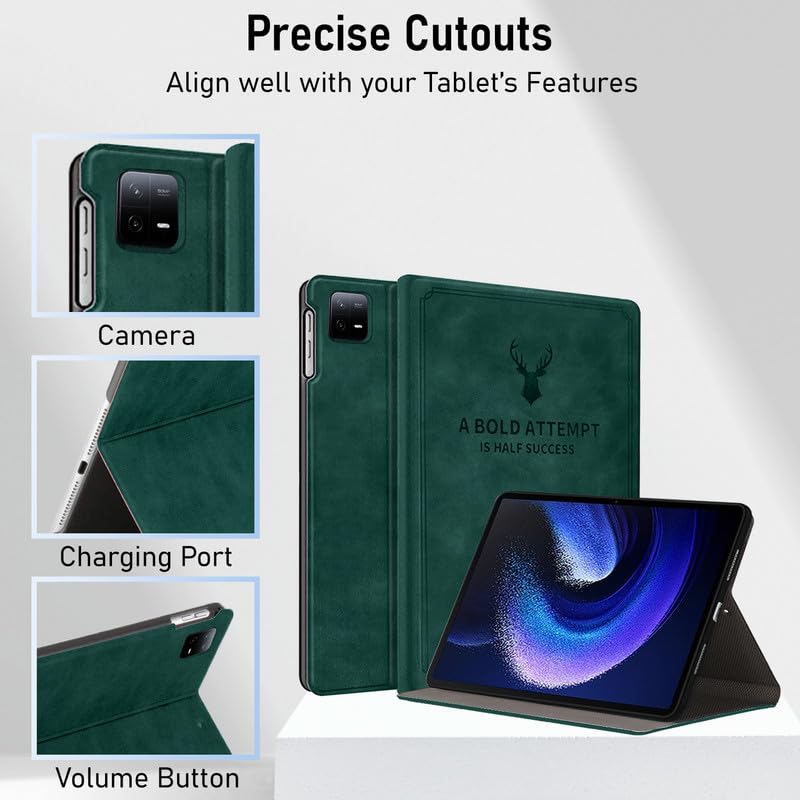 Robustrion Cover for Xiaomi Pad 6 11 inch Cover, Deer Pattern Flip Case Cover for Xiaomi Mi Pad 6 11 inch, Support Auto Sleep Wake - Black