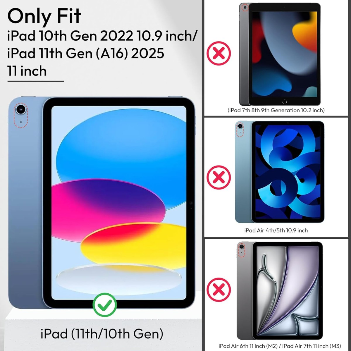 Robustrion Cover for iPad 11th Generation (A16) / 10th Gen Cover Case with [Right Side Pencil Holder] [Auto Sleep Wake] [Soft Back] (2022/2025), Case for iPad 11th 11"/ 10th 10.9" - Black