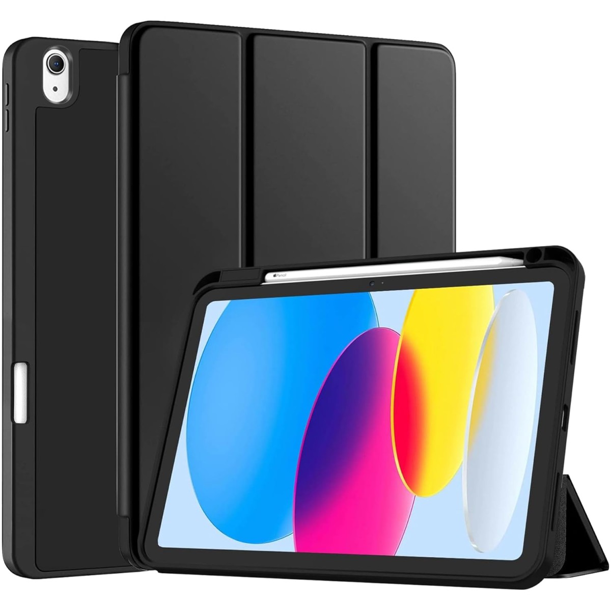 Robustrion Cover for iPad 11th Generation (A16) / 10th Gen Cover Case with [Right Side Pencil Holder] [Auto Sleep Wake] [Soft Back] (2022/2025), Case for iPad 11th 11"/ 10th 10.9" - Black