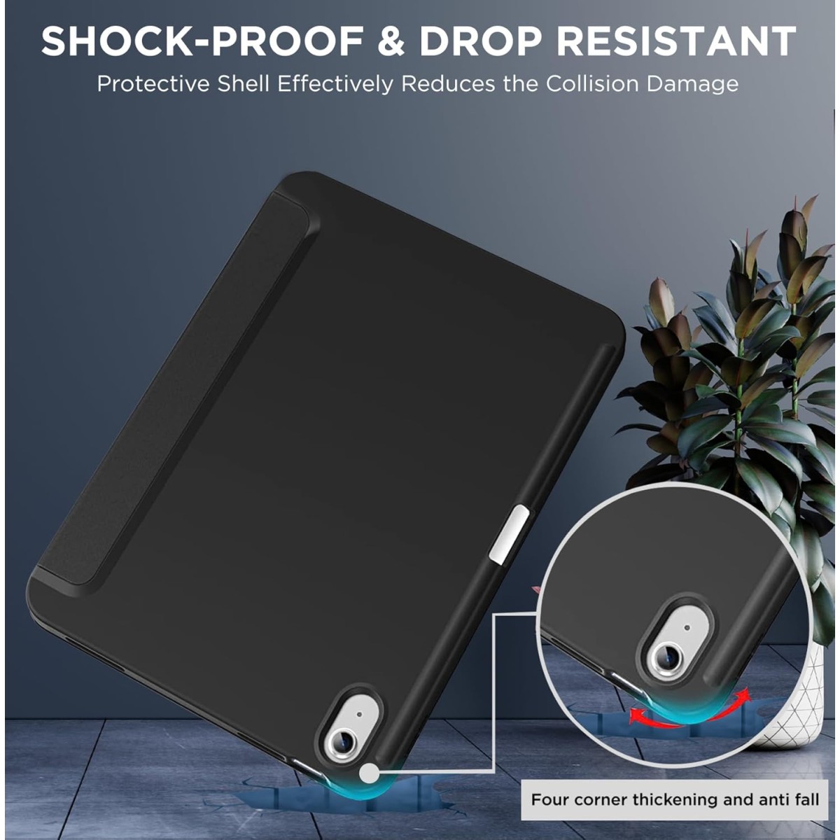 Robustrion Cover for iPad 11th Generation (A16) / 10th Gen Cover Case with [Right Side Pencil Holder] [Auto Sleep Wake] [Soft Back] (2022/2025), Case for iPad 11th 11"/ 10th 10.9" - Black