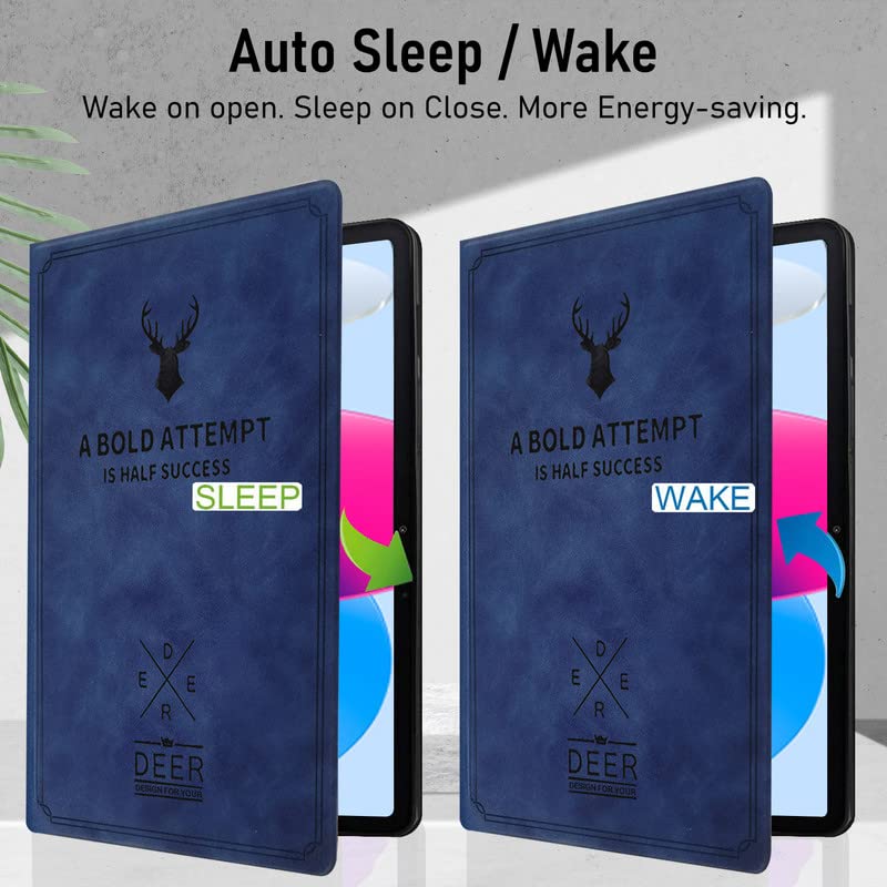 Robustrion Cover for iPad 11th Generation (A16) / 10th Generation Cover Case (2025/2022), Deer Pattern Flip Case Cover for iPad 11th Gen 11 inch / 10th Gen 10.9 inch [Auto Sleep Wake] - Blue