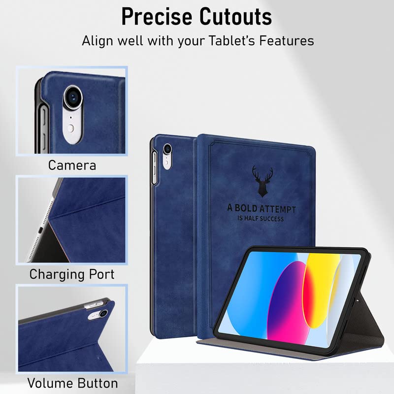 Robustrion Cover for iPad 11th Generation (A16) / 10th Generation Cover Case (2025/2022), Deer Pattern Flip Case Cover for iPad 11th Gen 11 inch / 10th Gen 10.9 inch [Auto Sleep Wake] - Blue
