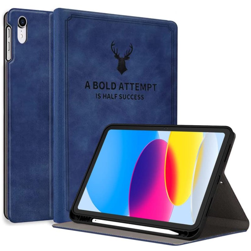 Robustrion Cover for iPad 11th Generation (A16) / 10th Generation Cover Case (2025/2022), Deer Pattern Flip Case Cover for iPad 11th Gen 11 inch / 10th Gen 10.9 inch [Auto Sleep Wake] - Blue
