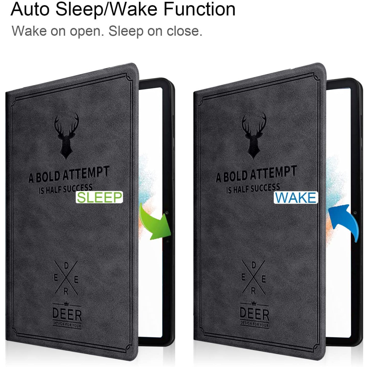 Robustrion Deer Pattern Flip Stand Case Cover for Samsung Galaxy Tab A8 10.5 inch [SM-X200/X205/X207] 2022 - Black