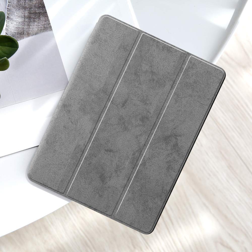 Robustrion Marble Series Trifold Flip Stand Case Cover with Pencil Holder for New iPad 9.7 inch 2018/2017 6th/5th Generation - Grey