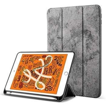 Robustrion Marble Series Trifold Flip Stand Case Cover with Pencil Holder for New iPad 9.7 inch 2018/2017 6th/5th Generation - Grey