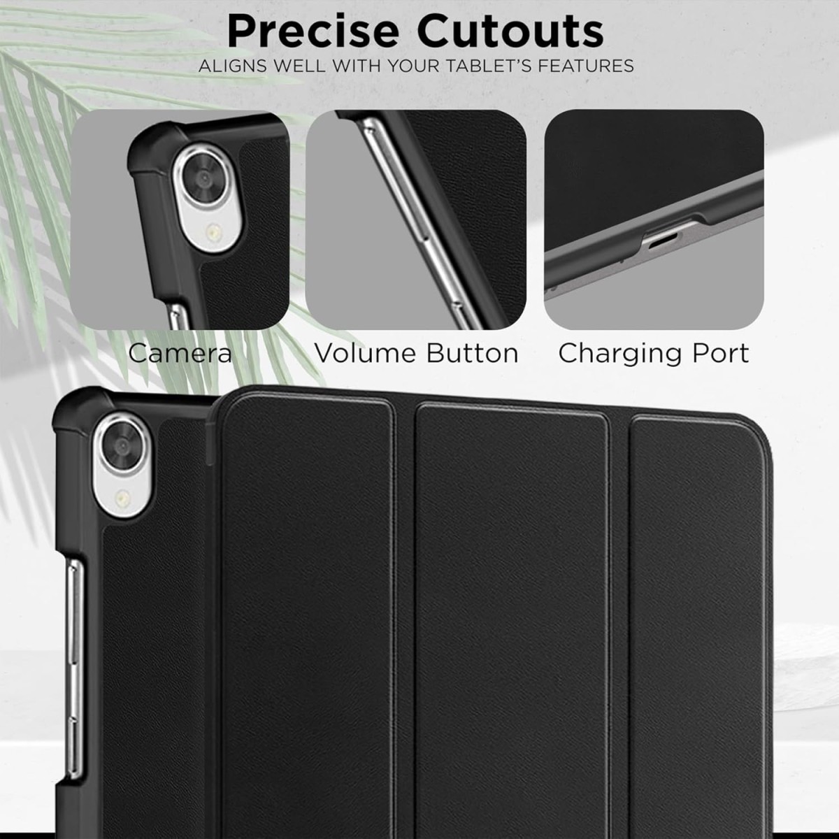 Robustrion Smart Trifold Hard Back Flip Stand Case Cover for Lenovo Tab M8 8 inch HD/M8 2nd Gen/M8 2nd Gen FHD TB-8505F TB-8505X TB-8505FS TB-8705F Cover - Black