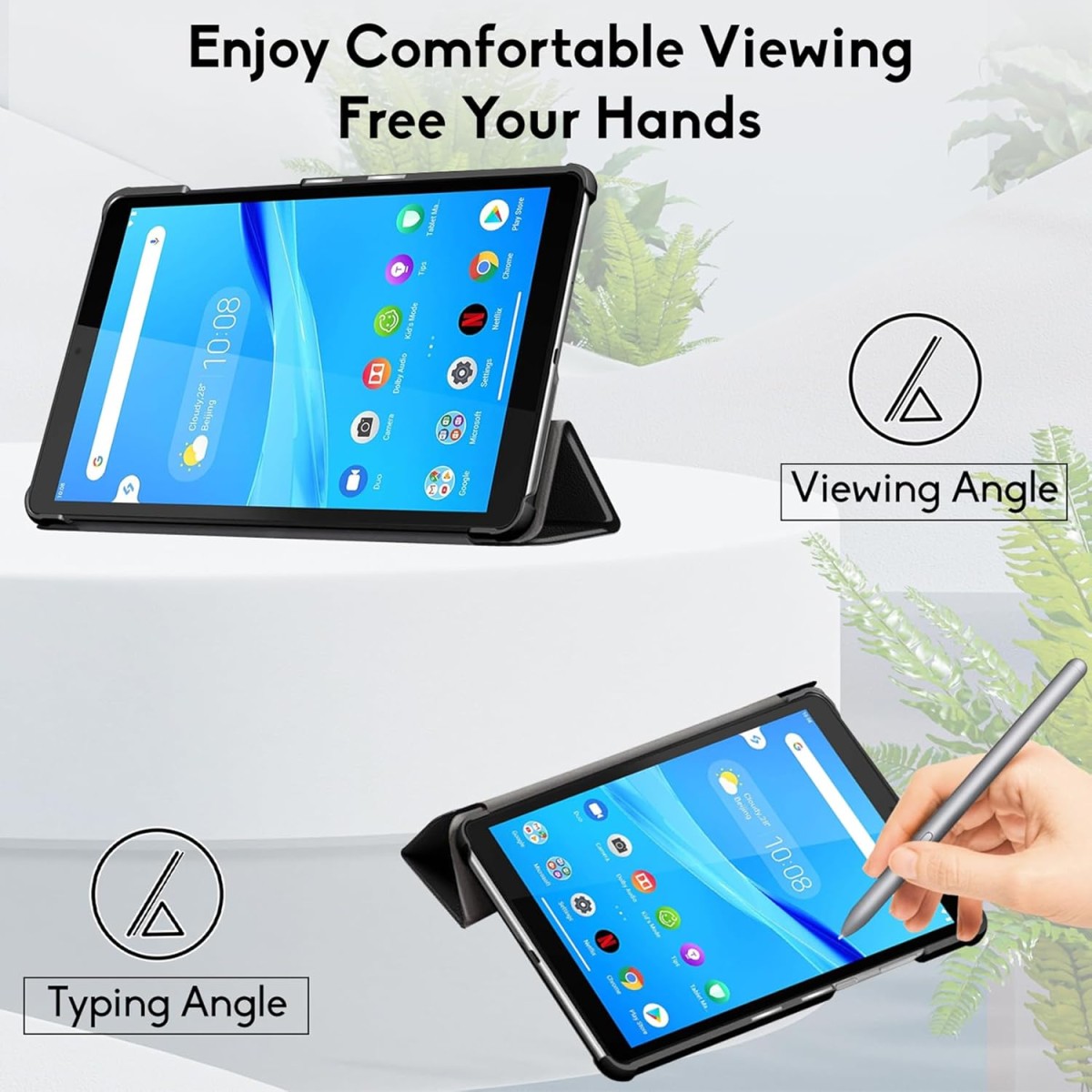 Robustrion Smart Trifold Hard Back Flip Stand Case Cover for Lenovo Tab M8 8 inch HD/M8 2nd Gen/M8 2nd Gen FHD TB-8505F TB-8505X TB-8505FS TB-8705F Cover - Black