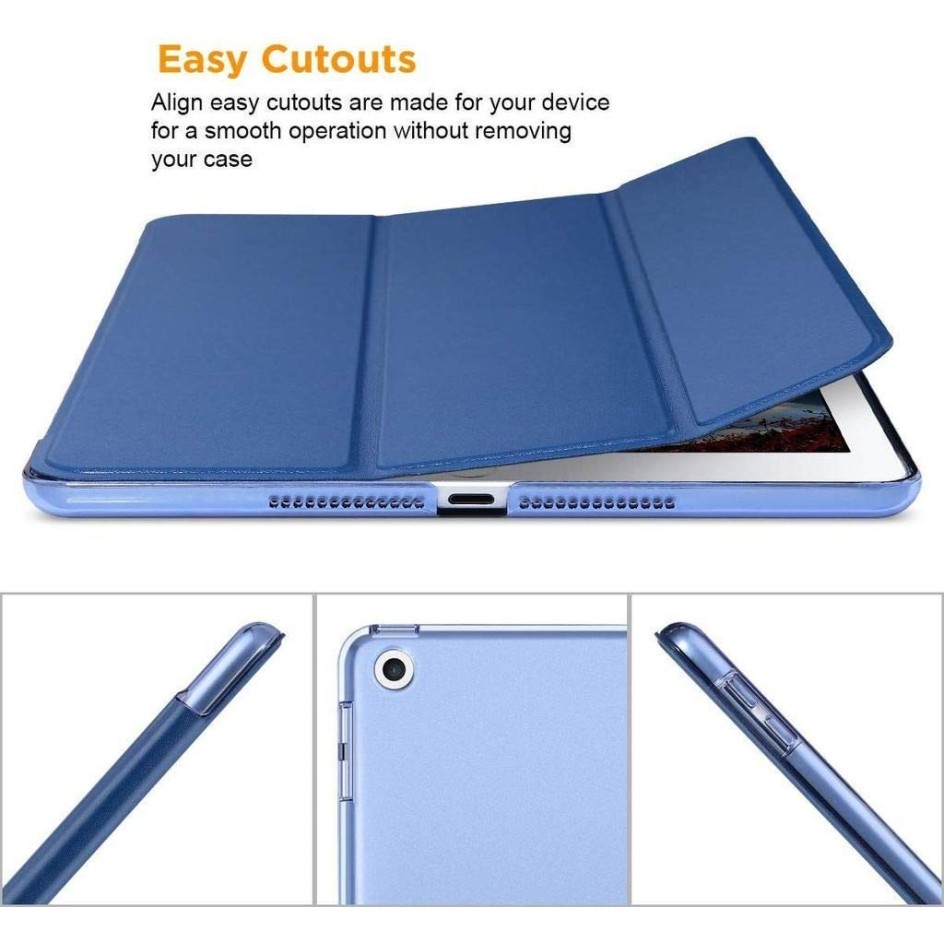 Robustrion Smart Trifold Hard Back Flip Stand Case Cover for iPad Air 2 A1566/A1567 2014 Launch - Black