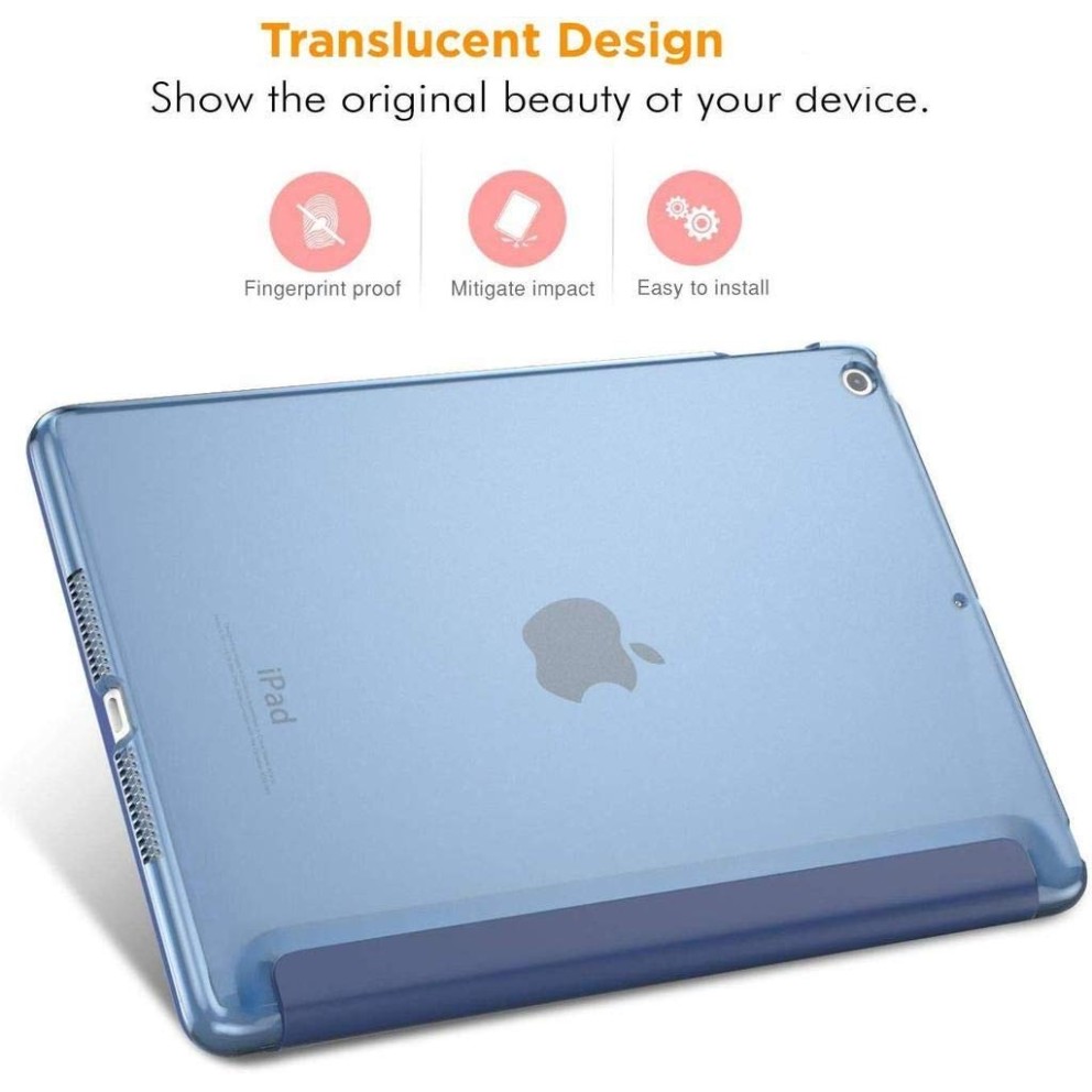 Robustrion Smart Trifold Hard Back Flip Stand Case Cover for iPad Air 2 A1566/A1567 2014 Launch - Black