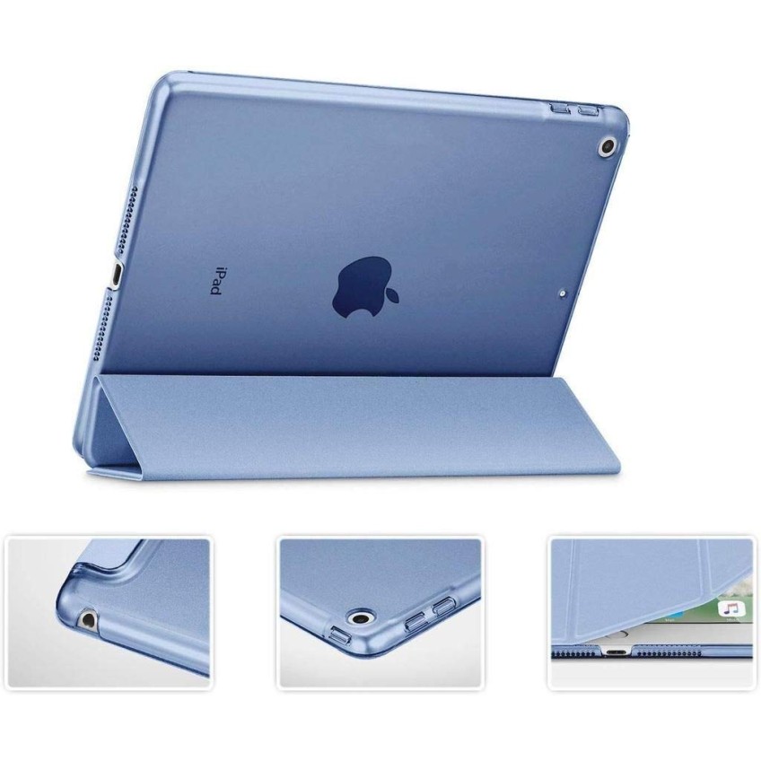 Robustrion Smart Trifold Hard Back Flip Stand Case Cover for iPad Air 2 A1566/A1567 2014 Launch - Black