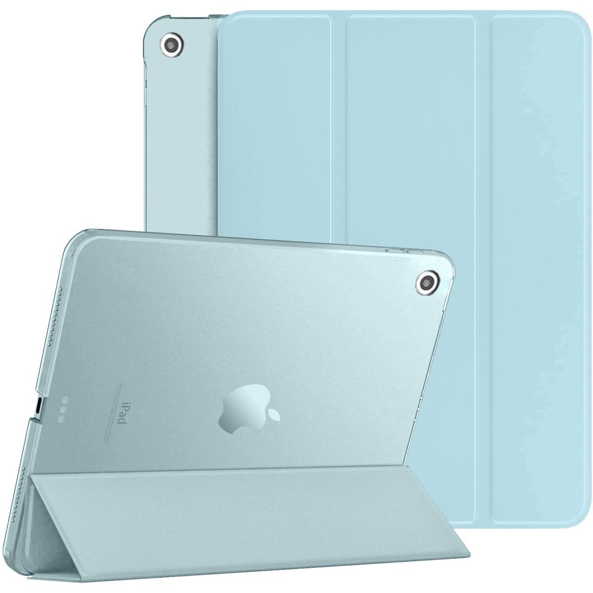 Robustrion Smart Trifold Hard Back Flip Stand Case Cover for iPad Air 2 A1566/A1567 2014 Launch - Black