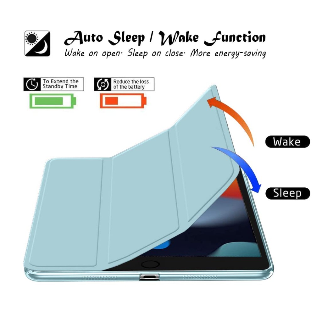 Robustrion Smart Trifold Hard Back Flip Stand Case Cover for iPad Air 2 A1566/A1567 2014 Launch - Black