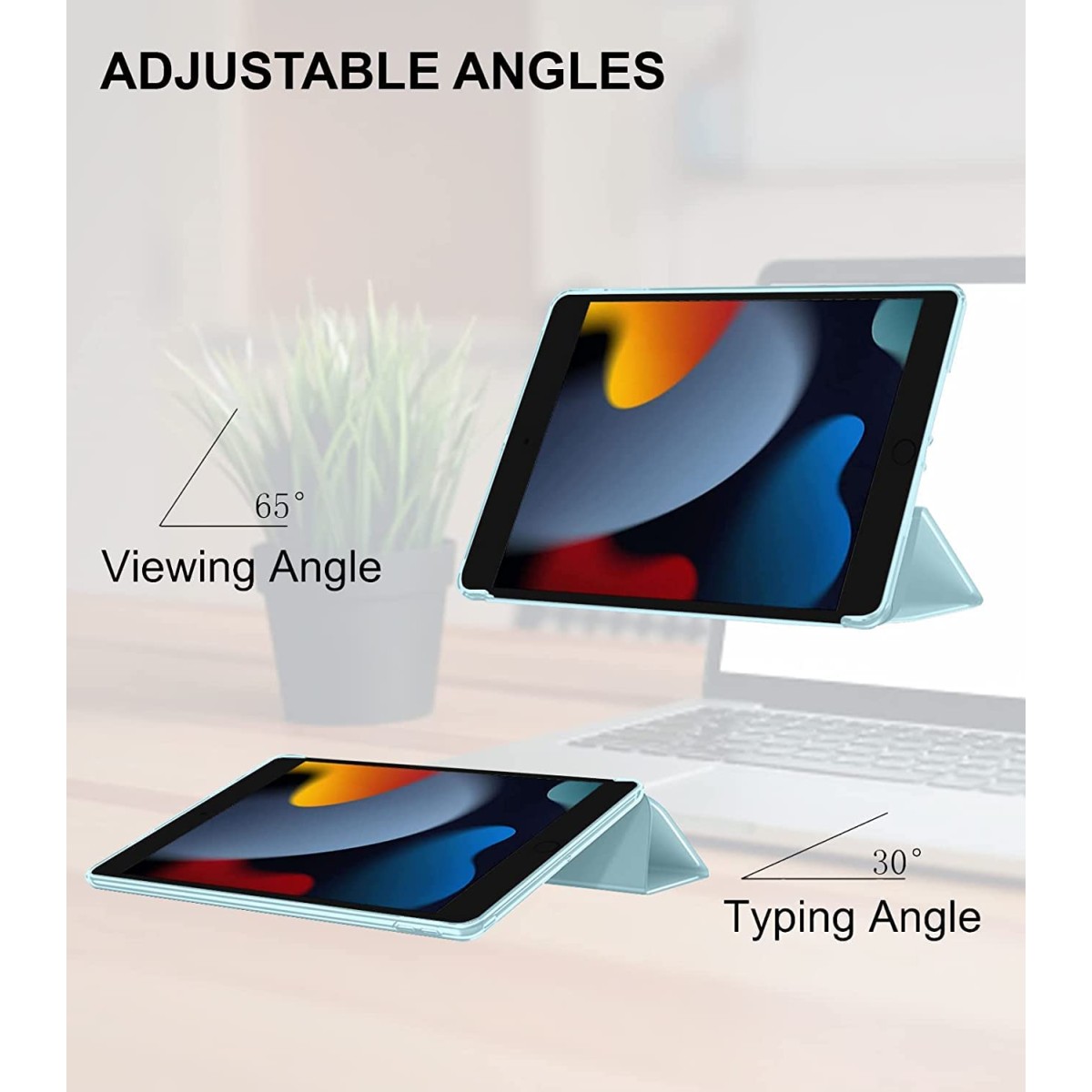 Robustrion Smart Trifold Hard Back Flip Stand Case Cover for iPad Air 2 A1566/A1567 2014 Launch - Black