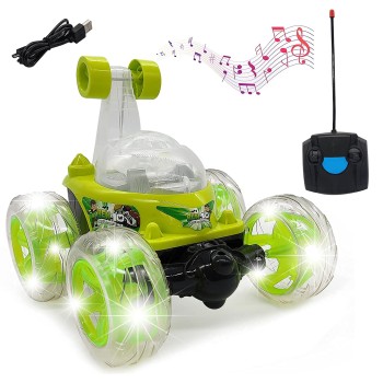 Rock Star kids Rechargeable Remote Control 360 degree plastic rolling stunt car Blue/Red/Green/Yellow Color
