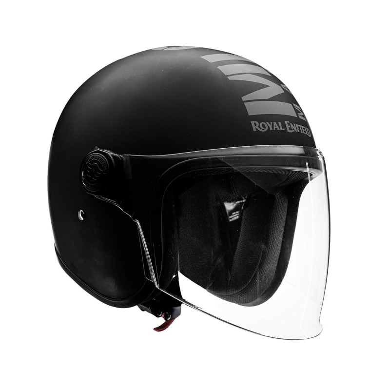 Royal Enfield Open Face MLG Riding Helmet with Clear Visor Matt Black & Grey, Size: L(59-60Cm) Impact Protection, Excellent Scratch Resistance, Anti-Microbial Fabric Royal Enfield Open Face MLG Riding Helmet with Clear Visor Matt Black & Grey, Size: L(59-60Cm) Impact Protection, Excellent Scratch Resistance, Anti-Microbial Fabric