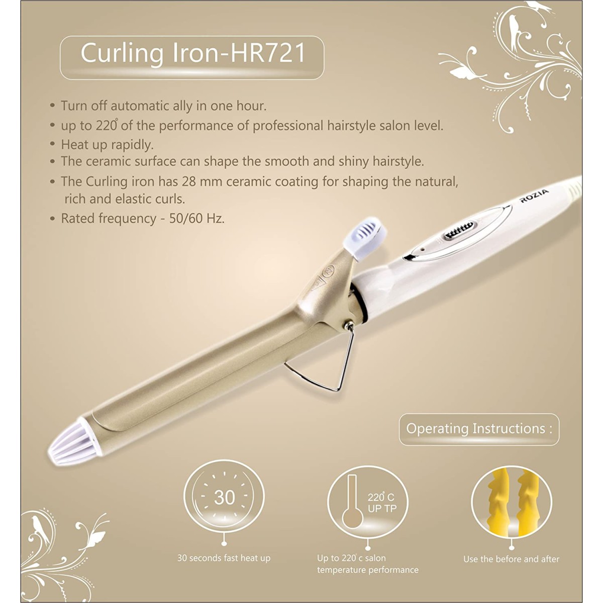 ROZIA HR721 Hair Curler (Golden)