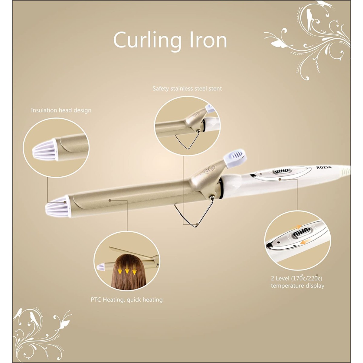 ROZIA HR721 Hair Curler (Golden)