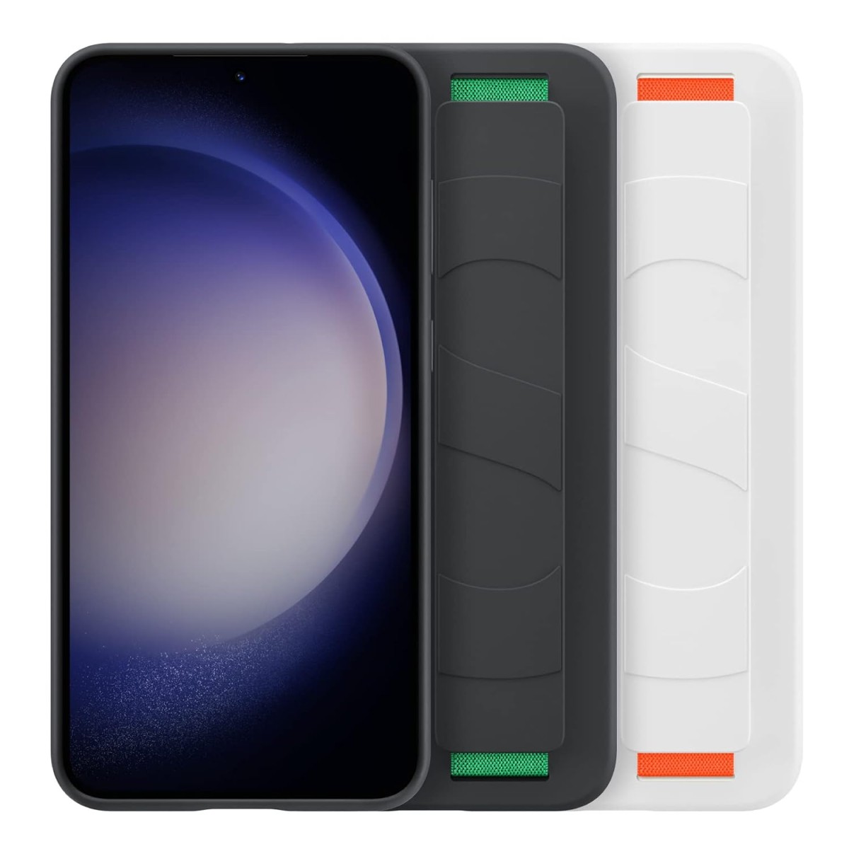 SAMSUNG Galaxy S23 Silicone Grip Phone Case, Protective Cover w/Silky Smooth Texture, Detachable Strap, US Version, EF-GS911TWEGUS, White