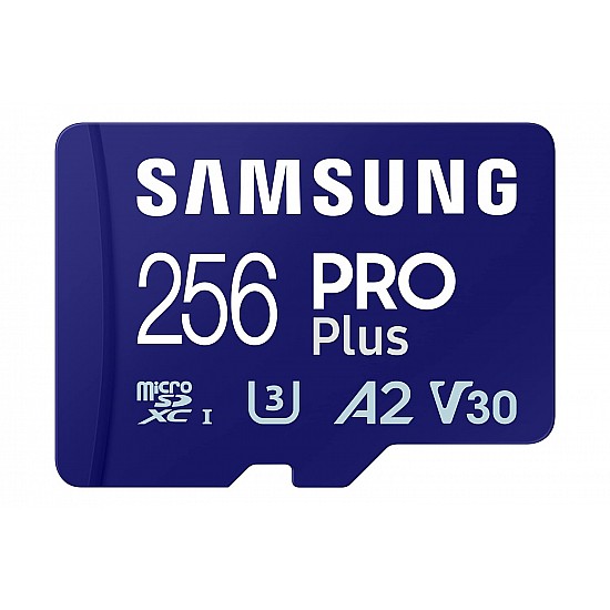 SAMSUNG PRO Plus microSD Memory Card + Adapter, 256GB MicroSDXC, Up to 180 MB/s, Full HD & 4K UHD, UHS-I, C10, U3, V30, A2 for Android Phones, Tablets, Action camera, Drone, MB-MD256SA/APC