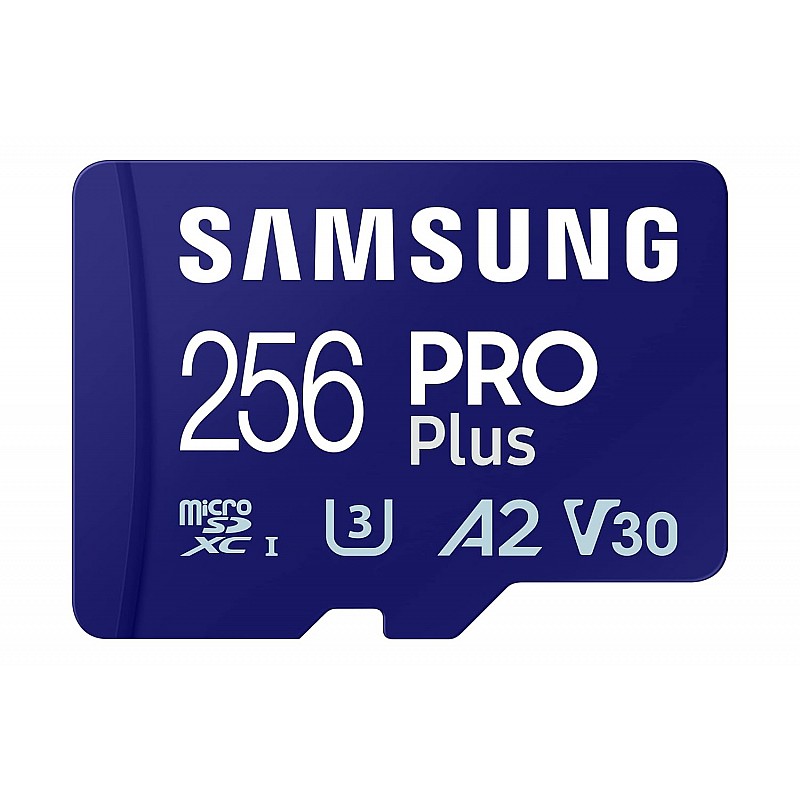 SAMSUNG PRO Plus microSD Memory Card + Adapter, 256GB MicroSDXC, Up to 180 MB/s, Full HD & 4K UHD, UHS-I, C10, U3, V30, A2 for Android Phones, Tablets, Action camera, Drone, MB-MD256SA/APC