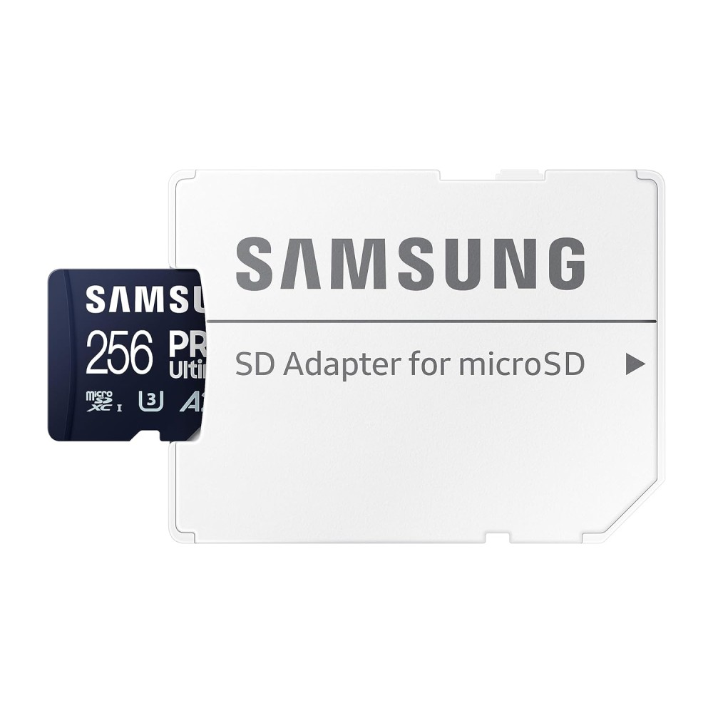 SAMSUNG PRO Ultimate microSD Memory Card + Adapter, 256GB microSDXC, Up to 200 MB/s, 4K UHD, UHS-I, Class 10, U3,V30, A2 for Action Camera, Drone, Gaming, Phones, Tablets, MB-MY256SA/WW