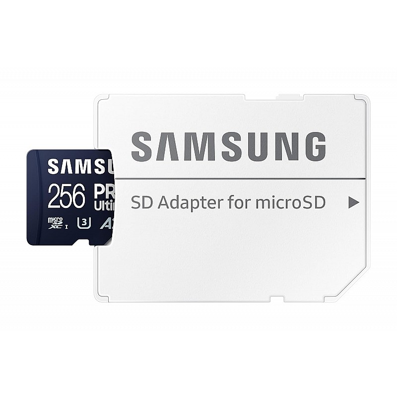 SAMSUNG PRO Ultimate microSD Memory Card + Adapter, 256GB microSDXC, Up to 200 MB/s, 4K UHD, UHS-I, Class 10, U3,V30, A2 for Action Camera, Drone, Gaming, Phones, Tablets, MB-MY256SA/WW