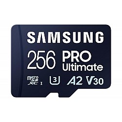 SAMSUNG PRO Ultimate microSD Memory Card + Adapter, 256GB microSDXC, Up to 200 MB/s, 4K UHD, UHS-I, Class 10, U3,V30, A2 for Action Camera, Drone, Gaming, Phones, Tablets, MB-MY256SA/WW