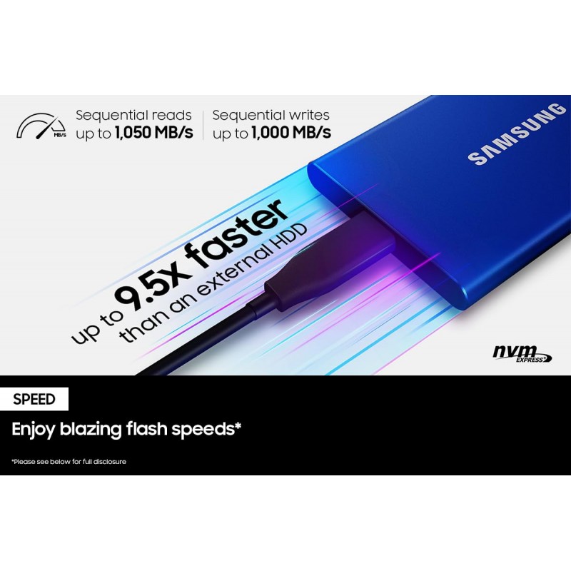 SAMSUNG T7 Portable SSD 500GB - Up to 1050MB/s - USB 3.2 External Solid State Drive, Gray (MU-PC500T/AM) SAMSUNG T7 Portable SSD 500GB - Up to 1050MB/s - USB 3.2 External Solid State Drive, Gray (MU-PC500T/AM)