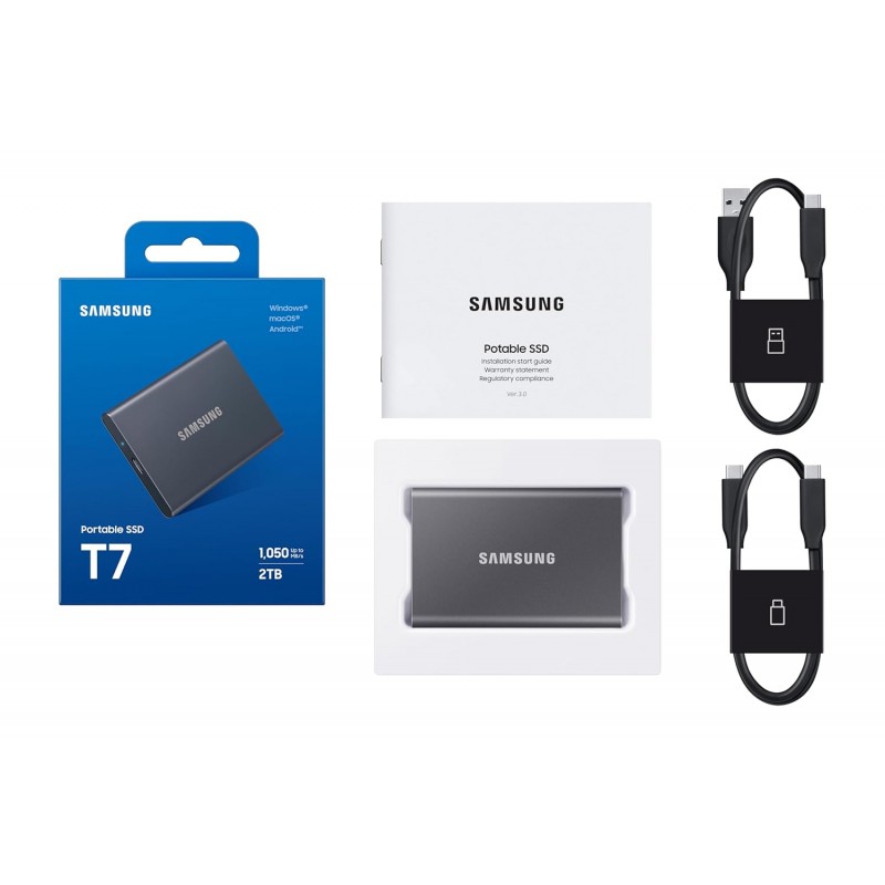 SAMSUNG T7 Portable SSD 500GB - Up to 1050MB/s - USB 3.2 External Solid State Drive, Gray (MU-PC500T/AM) SAMSUNG T7 Portable SSD 500GB - Up to 1050MB/s - USB 3.2 External Solid State Drive, Gray (MU-PC500T/AM)