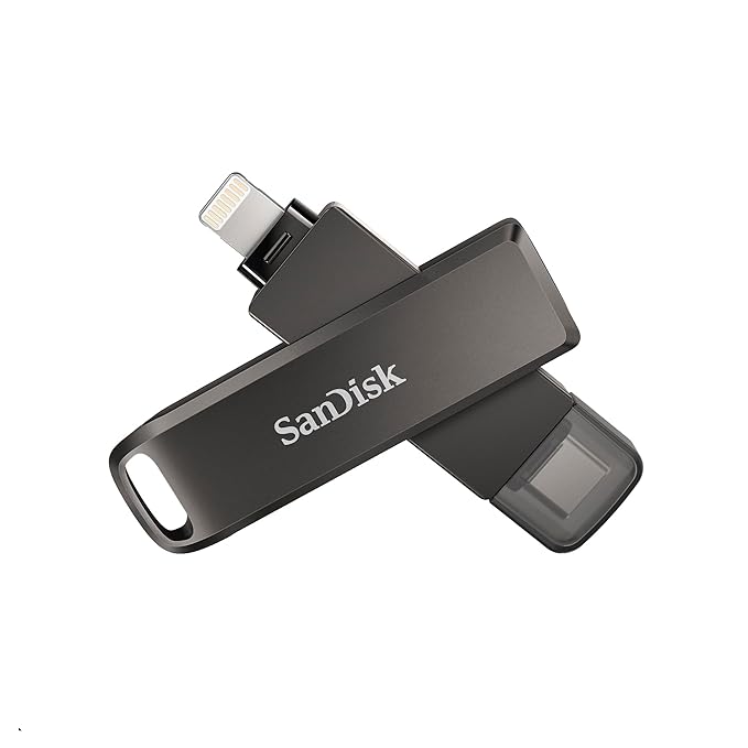 SanDisk 128 GB iXpand USB 3.0 Flash Drive Luxe for iPhone, iPad Pro, MAC Devices, Type-C Android Phone & Other Devices SanDisk 128 GB iXpand USB 3.0 Flash Drive Luxe for iPhone, iPad Pro, MAC Devices, Type-C Android Phone & Other Devices