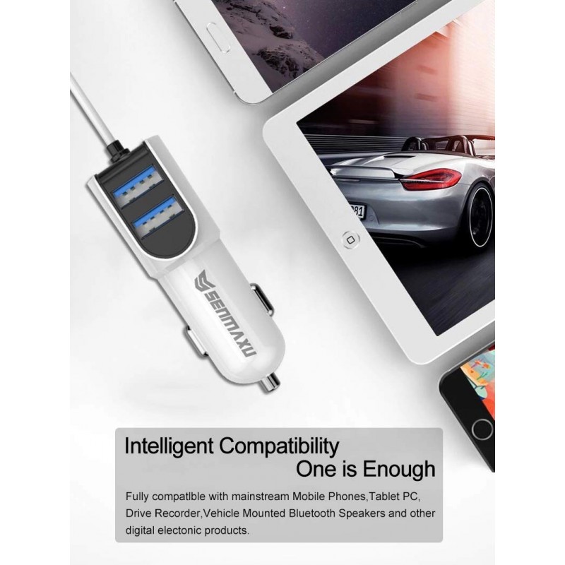 SENMAXU SMX-208 Dual Port Car Charger with 3 in 1 Cable Micro USB, Type C, V8 Cable (White) SENMAXU SMX-208 Dual Port Car Charger with 3 in 1 Cable Micro USB, Type C, V8 Cable (White)
