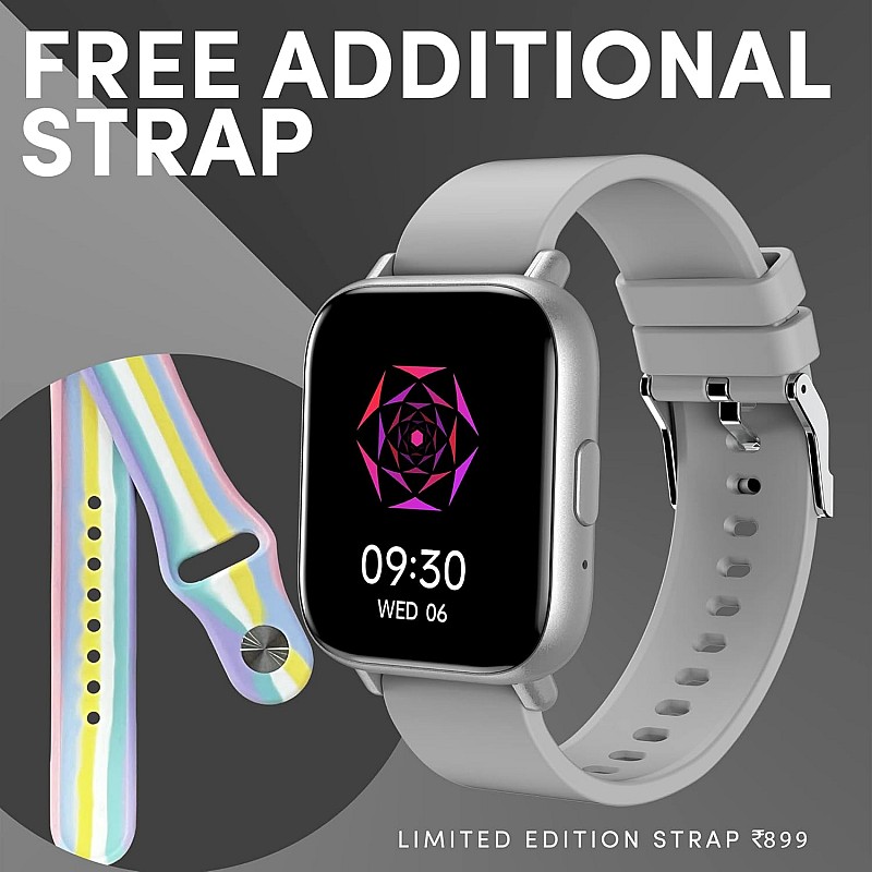 SENS EDYSON 1 Smartwatch with 1.7 Display, BT Calling, AI Voice Assistant, 150+ Watch Faces & Free Additional Strap (Platinum Grey)